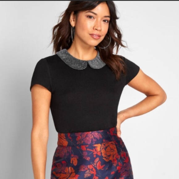 Modcloth Tops - Modcloth Collar Me Sparkly Knit Top